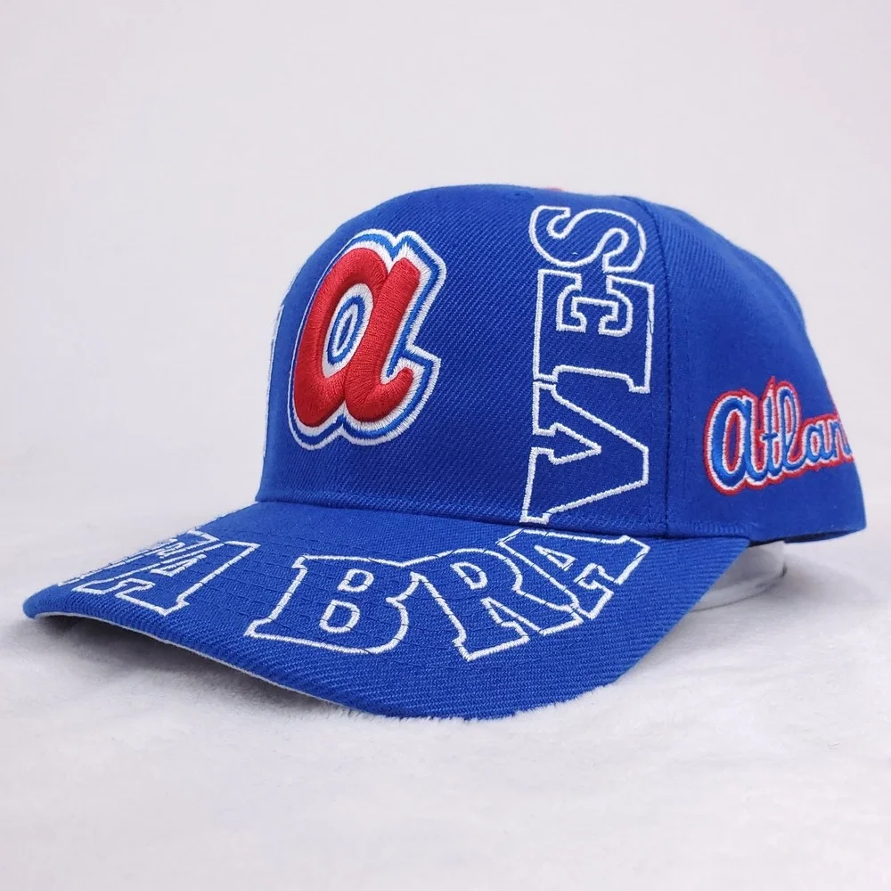 Atlanta‎ Braves Mitchell & Ness MLB Pro Fit Snapback Cap Hat 3D Logo Blue NWT